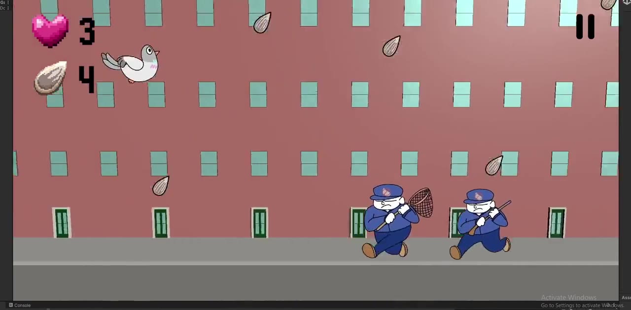 The player bird flying through the side-scrolling game world.